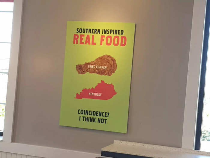 a poster displayed inside a KFC restaurant.