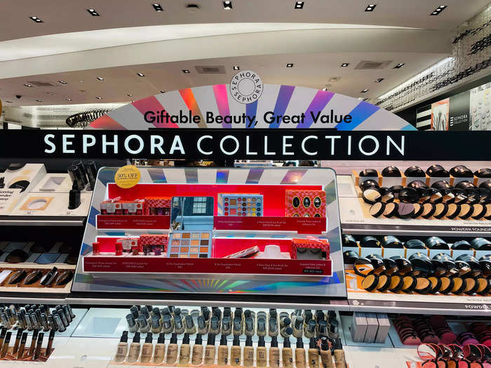 To my right, I found a large display of Sephora-branded makeup