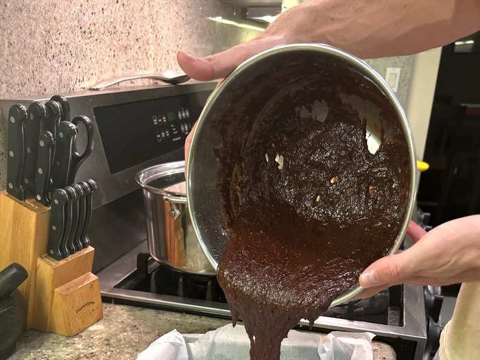 I poured the batter into my baking pan and threw it into the oven for the first round.