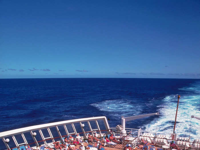 While the ship looks drastically different than many modern, luxury cruise lines of today, it still gave its passengers plenty of space to lounge, relax, and soak up the sun.