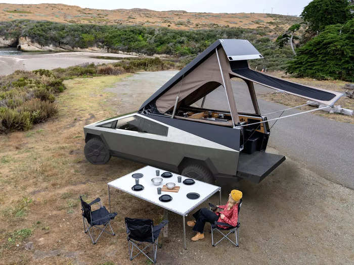 For example, the bed platform can be taken out of the camper and used as a table, according to the company.