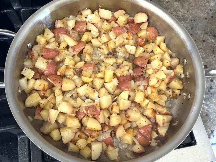 I knew my potatoes were ready when they were evenly browned.