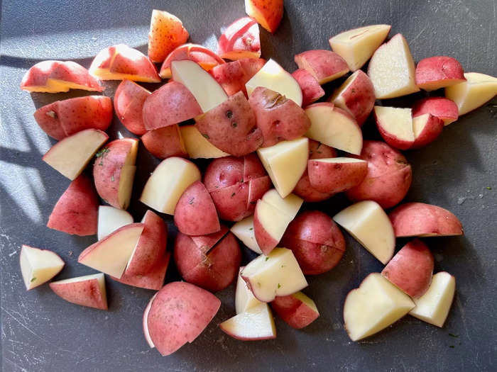 I began by prepping my potatoes.