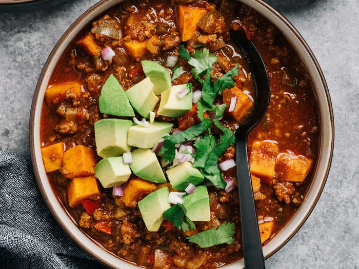 A quick vegetarian chili from MyRecipes is a staple in our soup rotation.