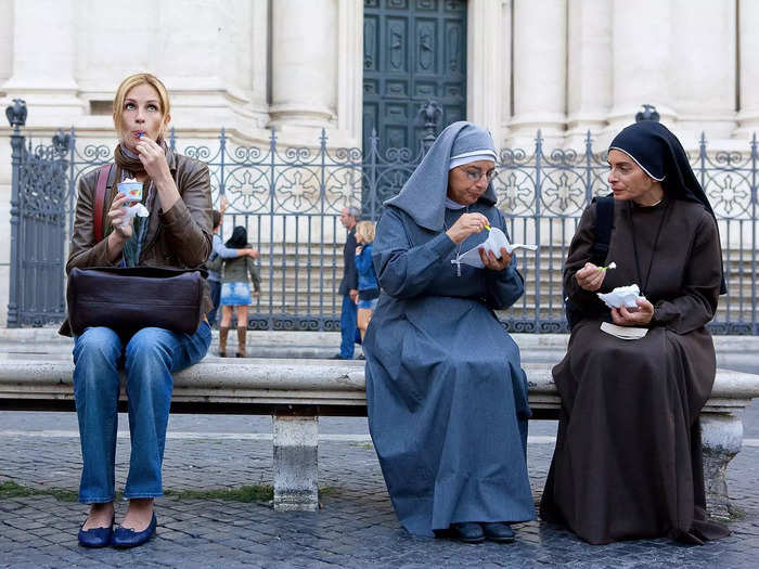 "Eat Pray Love" follows a recently divorced woman on her around-the-world journey.