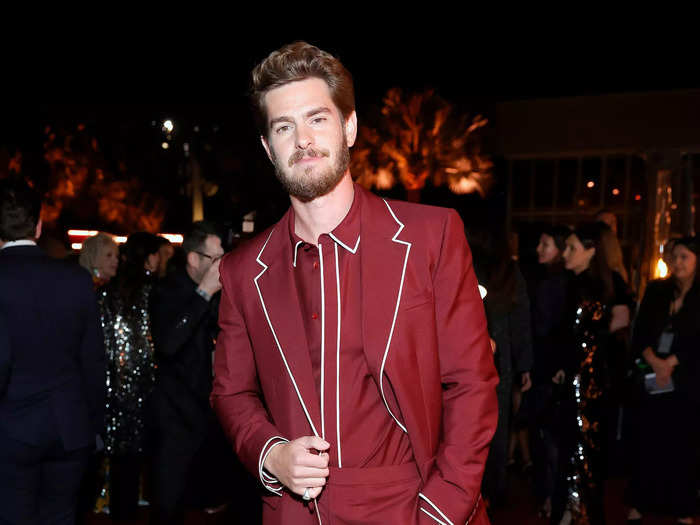 Andrew Garfield wore a monochromatic look.