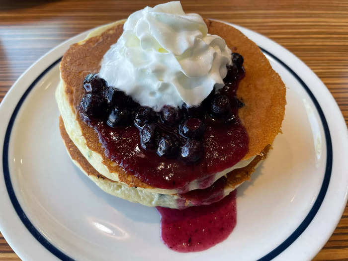 I thought the double-blueberry pancakes were disappointing.