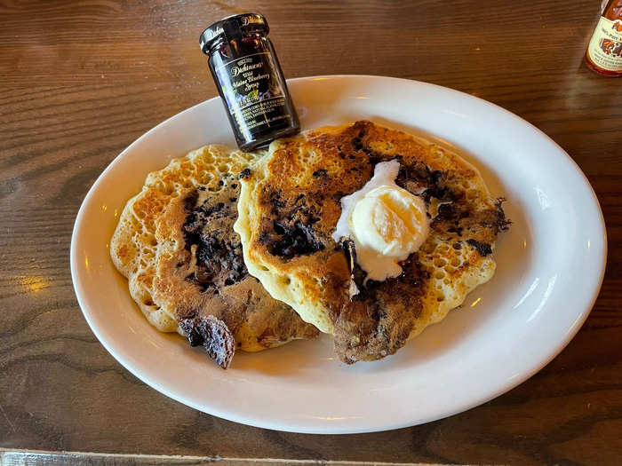 The blueberry pancakes were full of flavor.