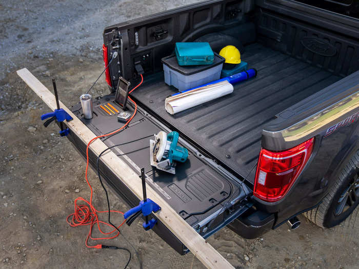 For the 2021 model year, Ford introduced a new tailgate work surface with a built-in measuring stick. That model year, Ford also equipped all F-150 tailgates with tie-down hooks that doubled as bottle openers.