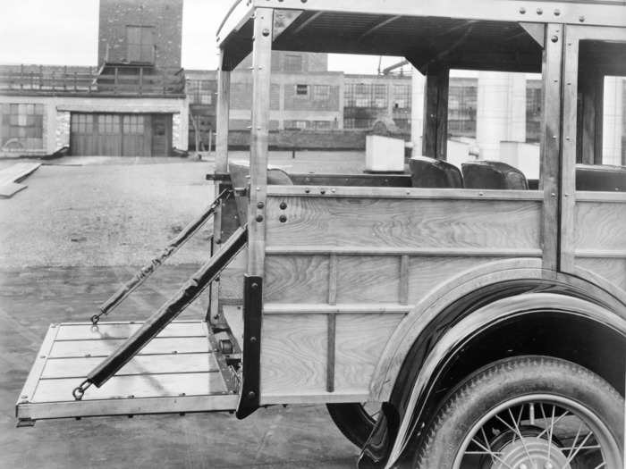 The Ford Model A station wagon tailgate features the same basic configuration we see today.