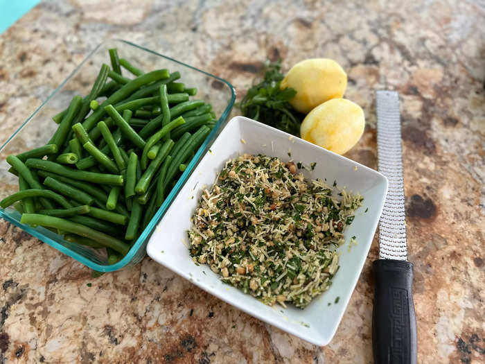 On the big day, I started with green beans.