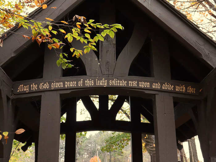 That first covered bridge also featured a farewell message on the other side for those exiting the trail: "May the God given peace of this leafy solitude rest upon and abide with thee."