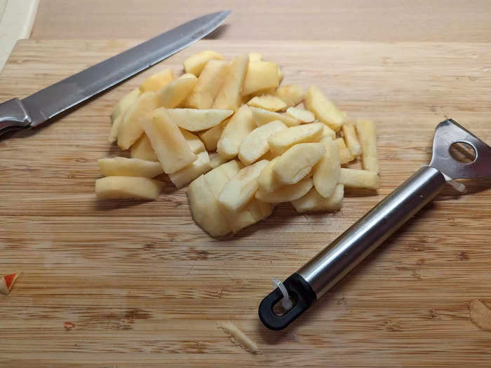 I measured out the ingredients and prepared the apples before the baking began.