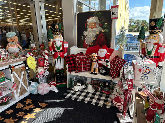 The Hobby Lobby entrance greeted me with holiday cheer.