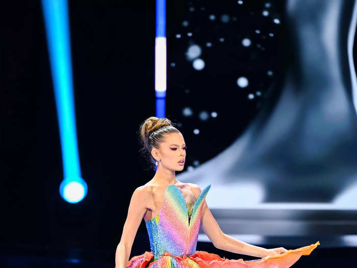 Miss Netherlands Rikkie Kollé sported a costume that transformed in real time.