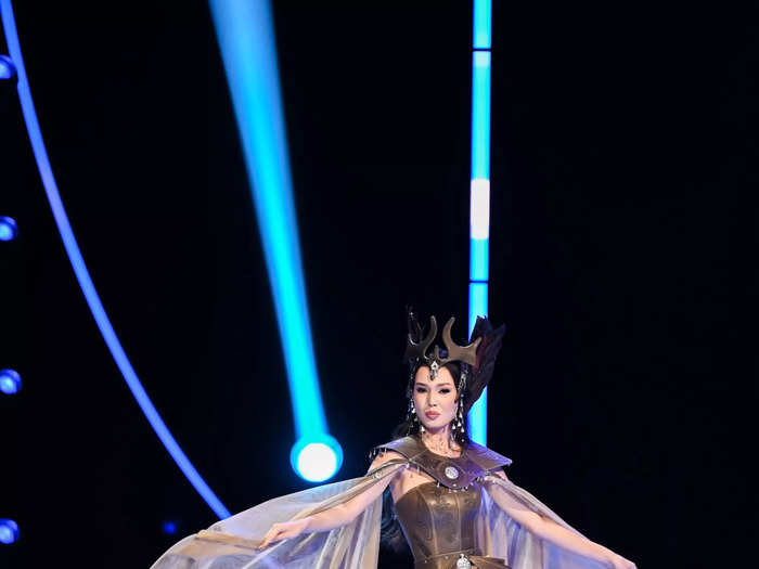 Miss Kazakhstan Tomiris Zair looked like a warrior when she stepped onstage.