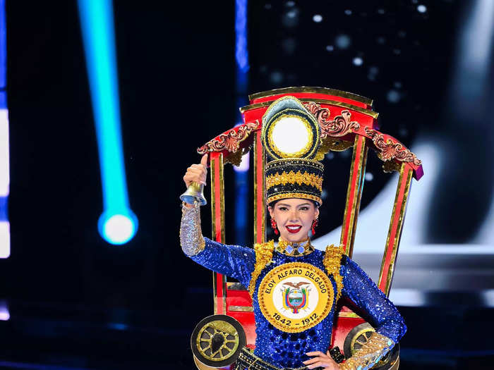 Miss Ecuador Delary Stoffers took inspiration from a train for the costume contest. 