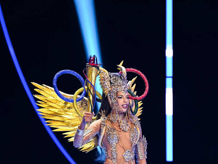 Miss Curaçao Kim Rossen wore what was arguably the most daring look seen during the costume contest.