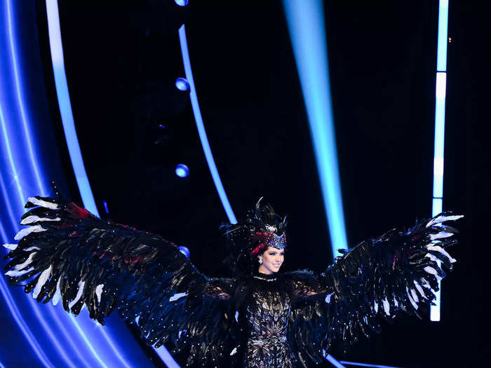 Miss Chile Celeste Viel spread giant wings as she walked across the stage.