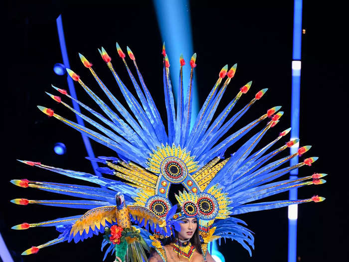 Miss Bolivia Estefany Rivero brought the drama to Miss Universe with her national costume inspired by the Bolivian Amazonian warrior.