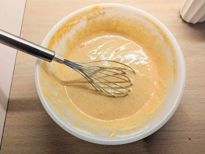 After combining the pumpkin, the batter was ready to go. 