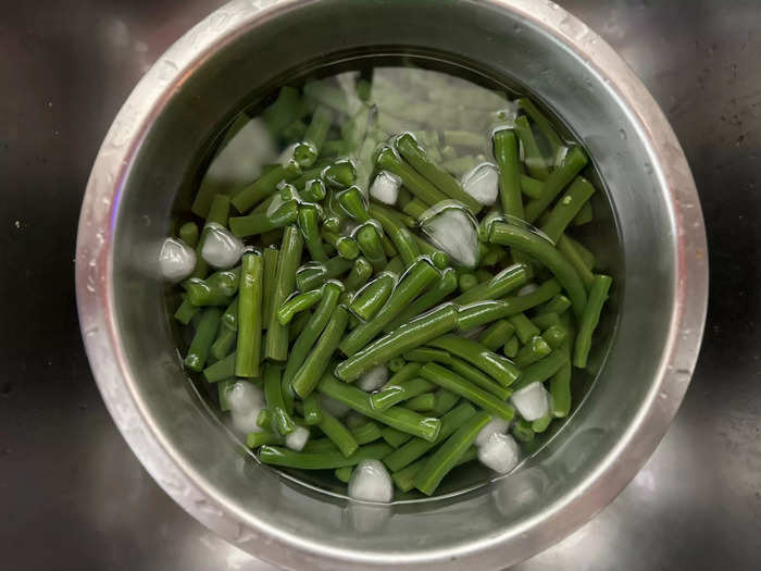 Each chef called for the green beans to be blanched in advance, so I started there.