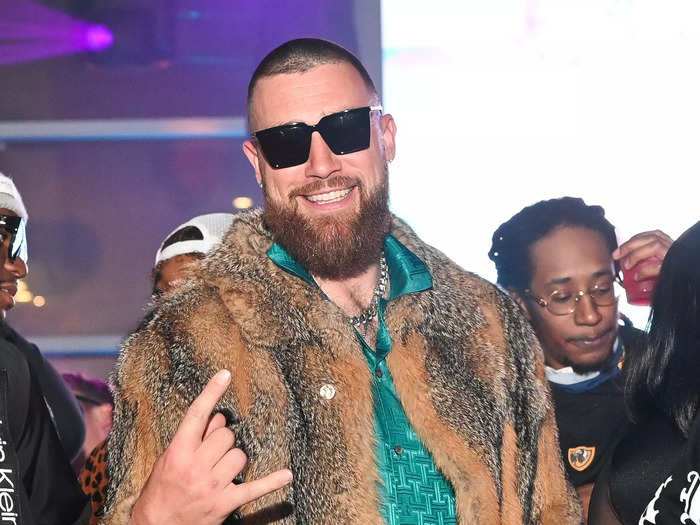 The football star channeled his inner Macklemore in a fuzzy coat during the All-Star Weekend celebrations in 2022.   