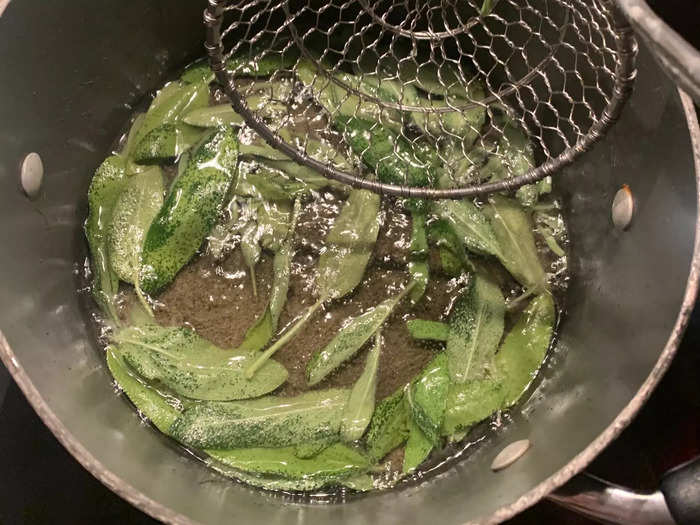 The final step is prepping the fried sage. 