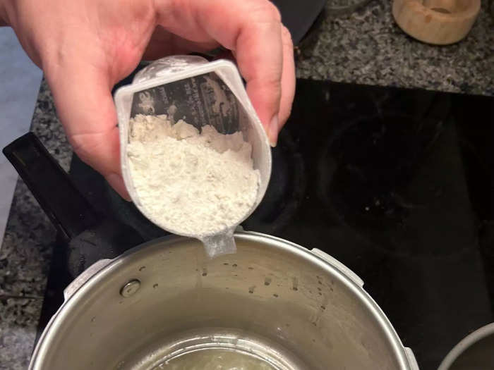 Then I added flour to the pot with the melting butter. 