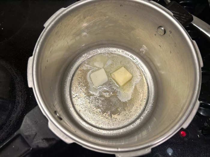 While the milk was heating, I began melting my butter. 