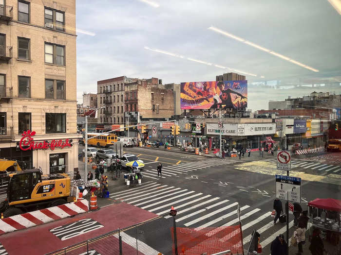 Large windows featured views of the busy intersection below.