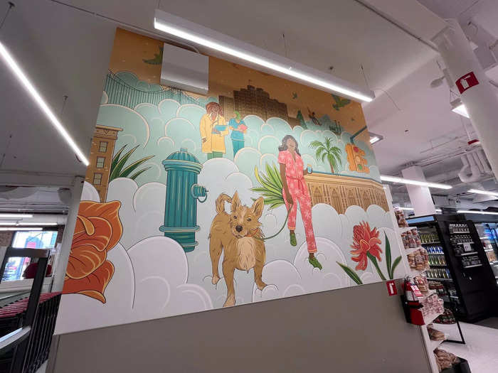 Inside, a New York City-inspired mural adorned one of the walls.