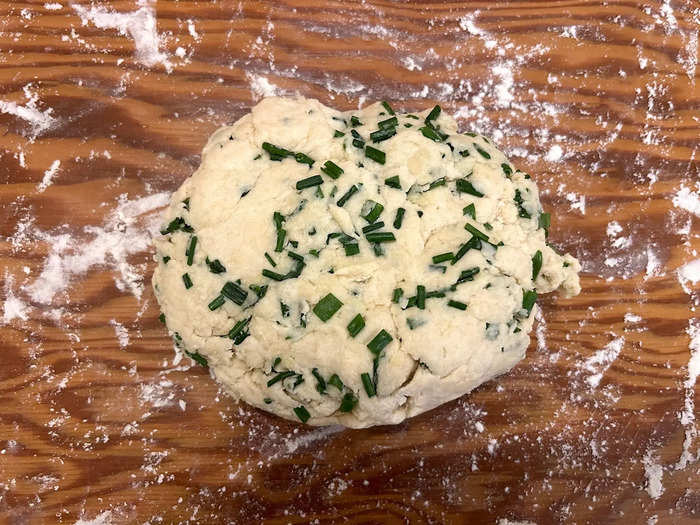 I placed my dough on a well-floured board and began to lightly knead it. 