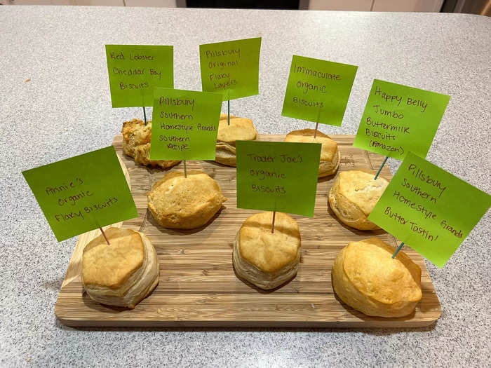 After a few hours of swapping out baking sheets in my oven, I ended up with a platter of golden biscuits. It was time to taste them.