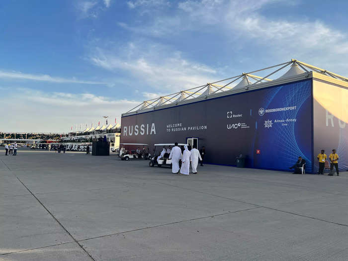 Russia was largely sidelined at the Dubai Airshow, with its pavilion and aircraft located at the very end of the kilometer-long site.