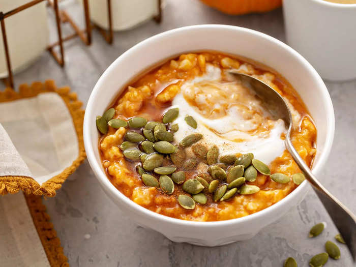 Use canned pumpkin to make healthy oatmeal or muffins 