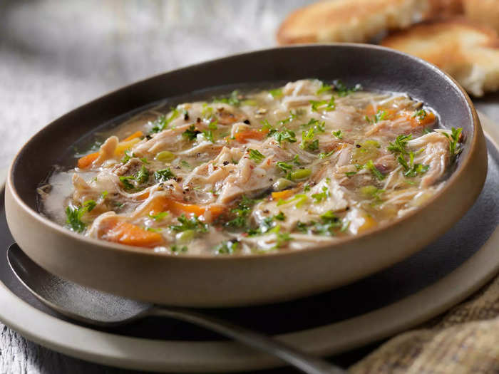 Make turkey soup with plenty of veggies and beans