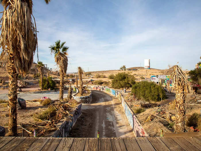 I spotted the canal where the lazy river once flowed. According to the photo blog Lost America, it was added during the 1998 renovation and was the largest in the world at the time.