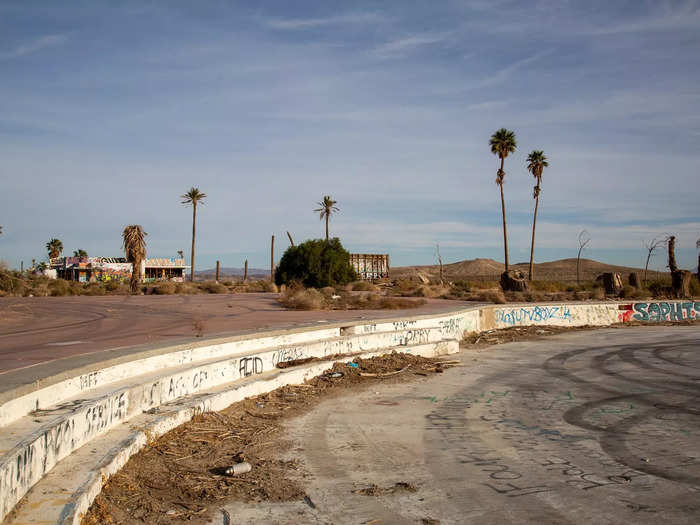 I pictured people swimming in the vast cement ditches that are now better suited to skateboarders. 