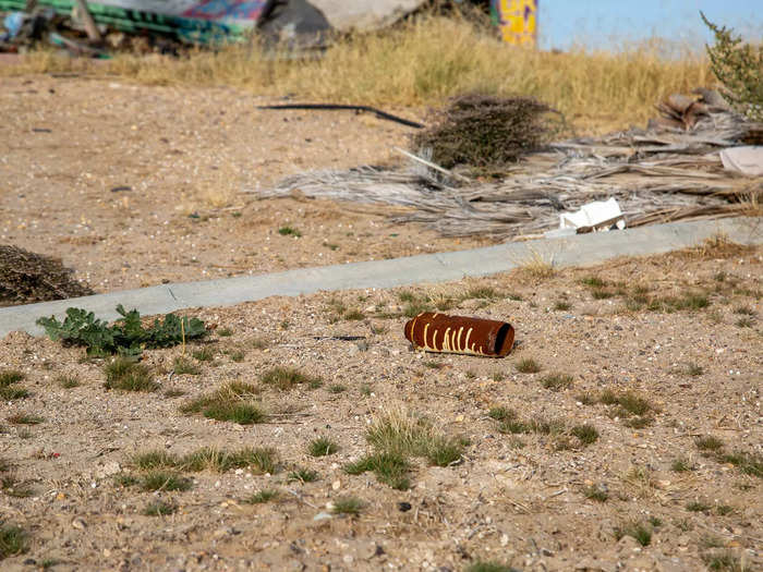 Practically every inch of the former water park was covered in graffiti. I saw rusted cans scattered there, too. 