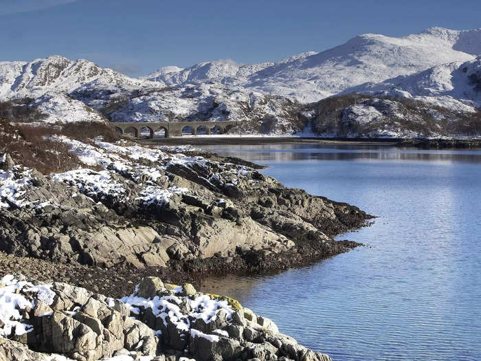 In Scotland, the West Highland Line provides a romantic look at winter.