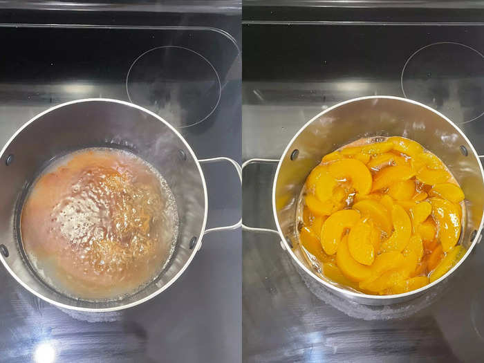 Begin creating the peach cobbler