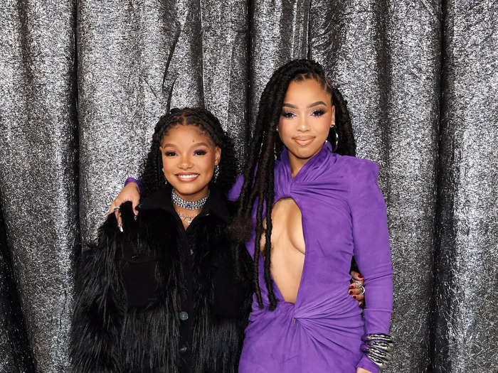 Sisters Halle Bailey and Chloe Bailey posed together.