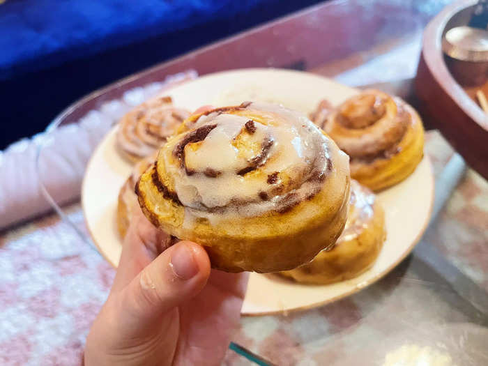 The cinnamon rolls were medium-sized, making them easy to hold and bite into.