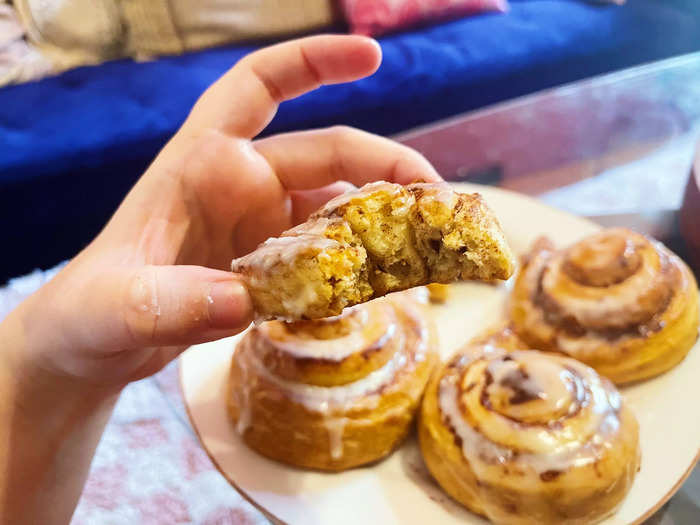 I thought the texture of the cinnamon roll was a little bread-like.