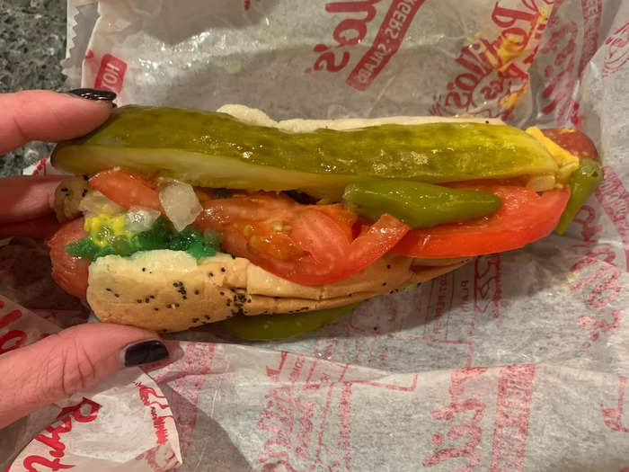 The chain specializes in Chicago-style hot dogs. 