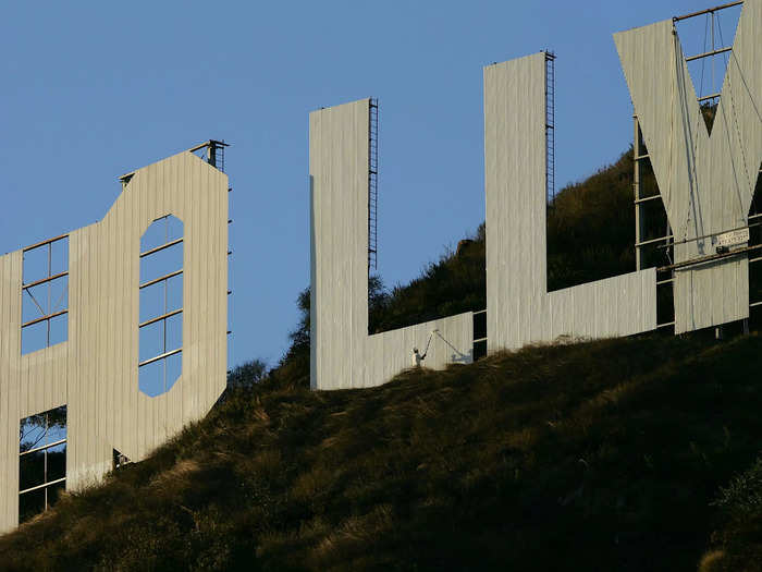 The repainting of the Hollywood sign, which happens about once a decade, is a process that takes weeks.