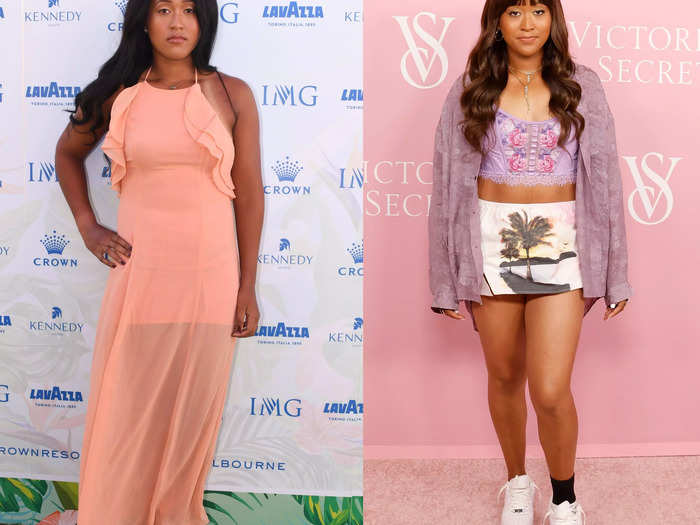 Naomi Osaka in 2017 vs. 2023.