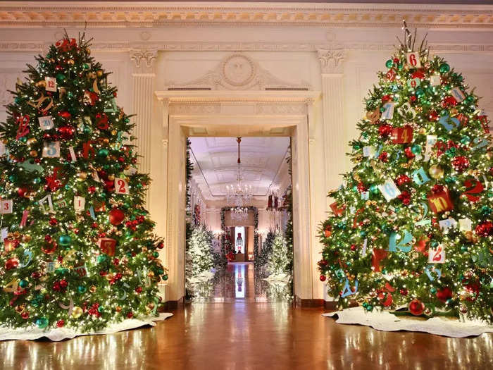 In total, the White House Christmas decorations include 98 trees and 142,425 holiday lights.