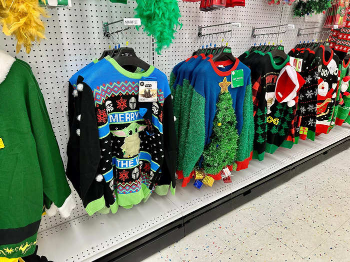 Party City had an entire aisle dedicated to a time-honored tradition — ugly sweaters. 